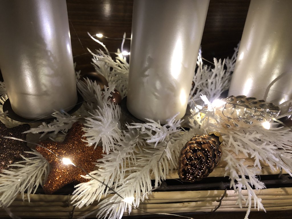 Adventní svícen dlouhý v barvách krémová a hnědá 6
